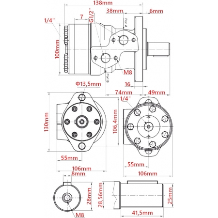 SILNIK HYDRAULICZNY 25 cm3 GR2 MOCOWANIE TULEJA 25 mm